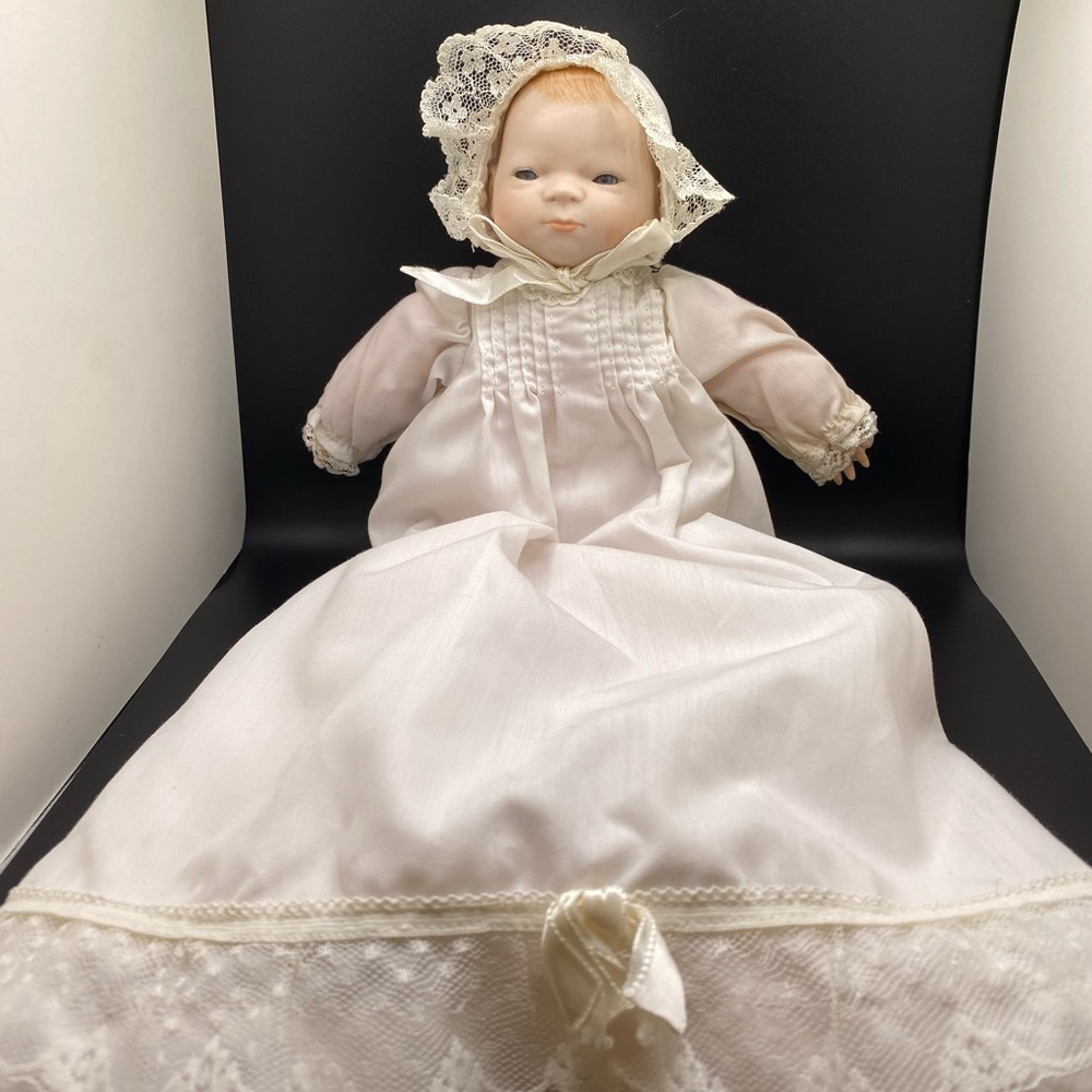 Grace S. Putnam Bye-Lo Bisque Head Doll w/Winter Overcoat Cloth Body 11.5”